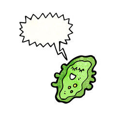 cartoon germ with speech bubble