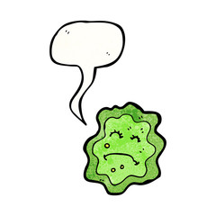 cartoon germ with speech bubble
