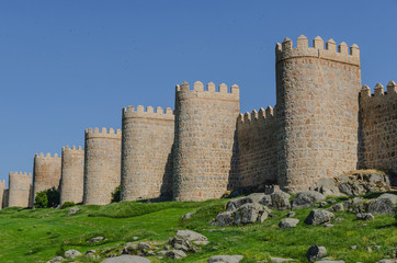 Fototapeta na wymiar Avila stone walls. Medieval city