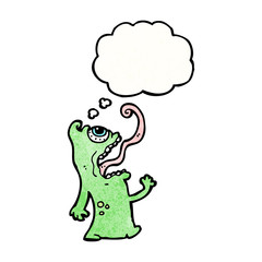 cartoon monster with thought bubble