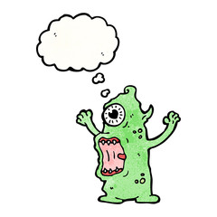 cartoon monster with thought bubble