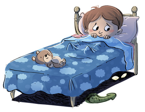 ni&ntilde;o con miedo en la cama