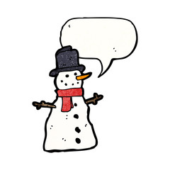 snowman with speech bubble cartoon