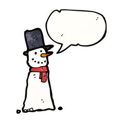 cartoon snowman with speech bubble