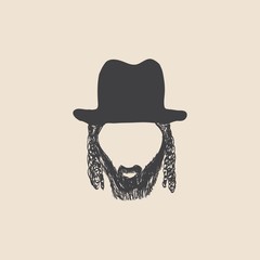 man with long beard and hat. sketch style