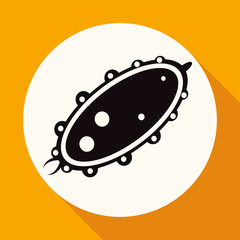 Icon Virus on white circle with a long shadow