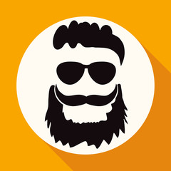 Icon beard on white circle with a long shadow