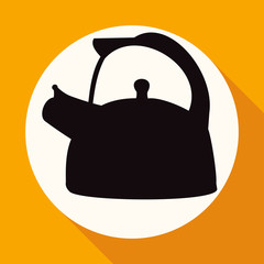 Icon Tea maker on white circle with a long shadow