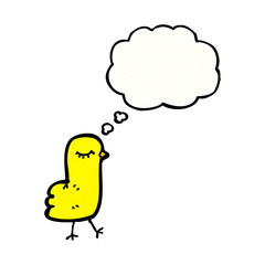 cartoon bird with thought bubble