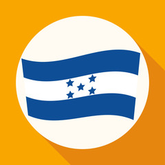 Icon Honduran flag on white circle with a long shadow