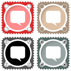 Four colored flat simple frames and speech bubble