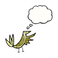 cartoon bird with thought bubble