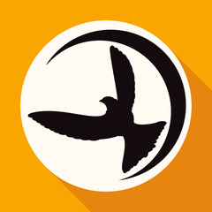 Icon Dove of Peace on white circle with a long shadow