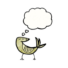 cartoon bird with thought bubble