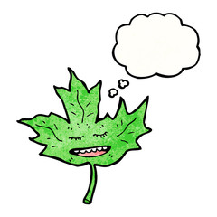 cartoon leaf with face
