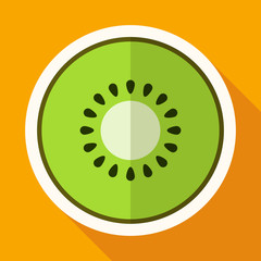 Icon kiwi on white circle with a long shadow