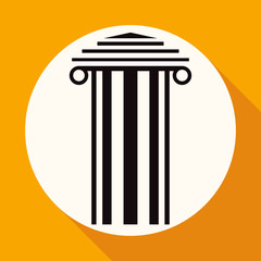 Icon Antique Column on white circle with a long shadow