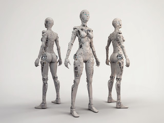 Trio of the robot girls - obrazy, fototapety, plakaty