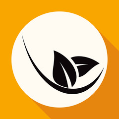 Icon leaf on white circle with a long shadow
