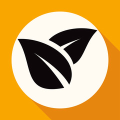 Icon leaf on white circle with a long shadow