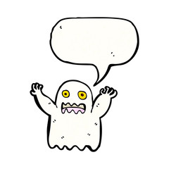 cartoon ghost with speech bubble