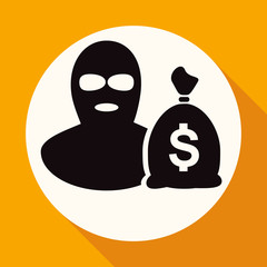 Icon offender on white circle with a long shadow