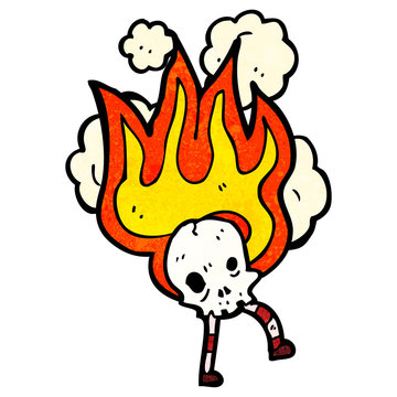 flaming skull cartoon character