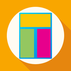 Icon Window on white circle with a long shadow