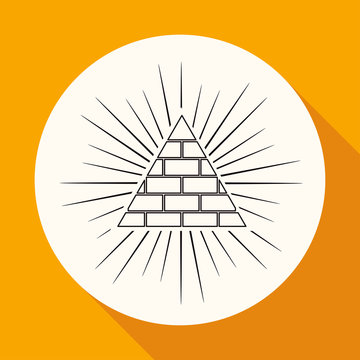 Icon Pyramid on white circle with a long shadow