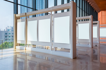 blank panel in exhibition hall