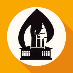 Obraz premium Icon fire warning on white circle with a long shadow