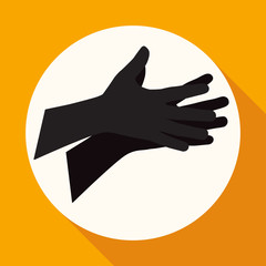 Obraz premium Icon Hands on white circle with a long shadow