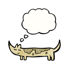 cartoon dog with thought bubble