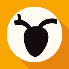 Icon human heart on white circle with a long shadow