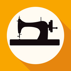 Icon Sewing Machine on white circle with a long shadow