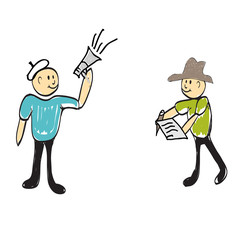 journalist writes news notebook illustration