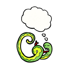 cartoon snake with thought bubble