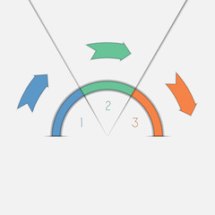 Infographic template three positions arrows and semicircle