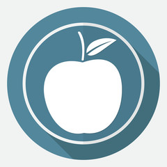 Apple Icon on white circle with a long shadow