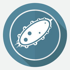 Icon Virus on white circle with a long shadow