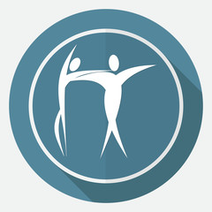dancer icon on white circle with a long shadow