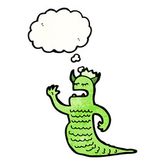 monster with thought bubble cartoon