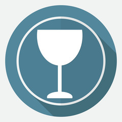 Icon cup on white circle with a long shadow