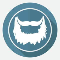 Icon beard on white circle with a long shadow