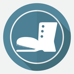 boots icon on white circle with a long shadow