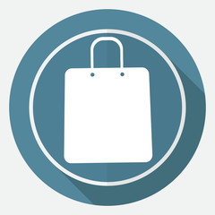 Shopping bags on white circle with a long shadow