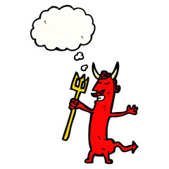 cartoon devil with thought bubble