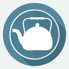 Icon Tea maker on white circle with a long shadow