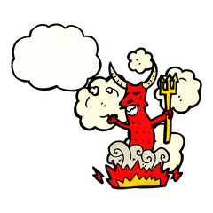 cartoon devil with thought bubble
