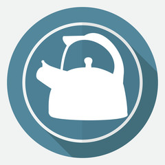 Icon Tea maker on white circle with a long shadow